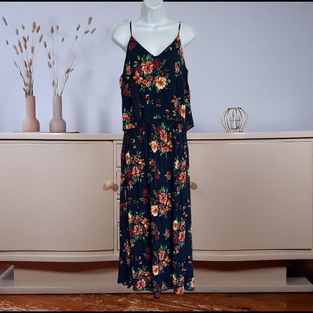 Ambiance Women’s Floral Maxi Dress Blue Multi Medium New